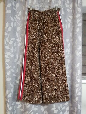 Jade by Jane Leopard Print Wide-Leg Pants with Side Stripe size M